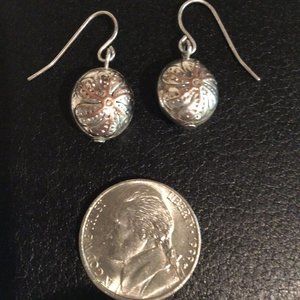 Silver drop ball ear ring
